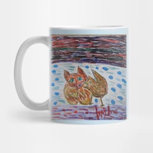 Cat and bird are friends Mug